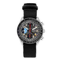 Pre Owned Omega Black Stainless Steel Speedmaster Day-Date 3820.53.21 Men's Wristwatch 39 MM