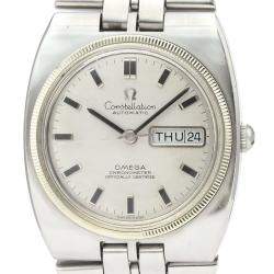 Omega Silver Stainless Steel Constellation Day Date Automatic 168.045 Men's Wristwatch 36 MM
