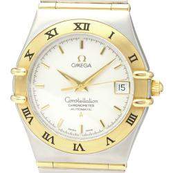 Pre Owned Omega White 18k Yellow Gold And Stainless Steel 1202.30 Constellation Automatic Men's Wristwatch 36 MM