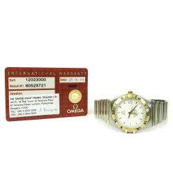 Pre Owned Omega White 18k Yellow Gold And Stainless Steel 1202.30 Constellation Automatic Men's Wristwatch 36 MM
