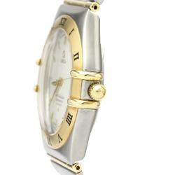 Pre Owned Omega White 18k Yellow Gold And Stainless Steel 1202.30 Constellation Automatic Men's Wristwatch 36 MM
