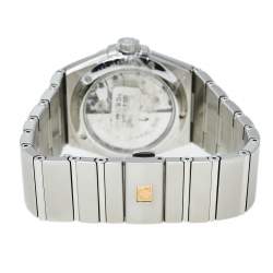 Pre Owned Omega Silver Diamond Stainless Steel Constellation Co-Axial 123.10.38.21.52.001 Men's Wristwatch 38 mm