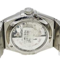 Pre Owned Omega Silver Diamond Stainless Steel Constellation Co-Axial 123.10.38.21.52.001 Men's Wristwatch 38 mm