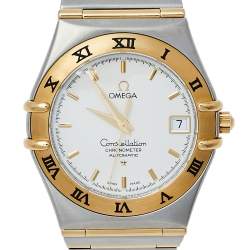 Pre Owned Omega Silver 18K Yellow Gold and Stainless Steel Constellation 1202.30.00 Men's Wristwatch 35.5 mm
