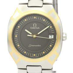 Pre Owned Omega Grey Gold Tone Stainless Steel Seamaster Polaris 396.1022 Women's Wristwatch 31 MM