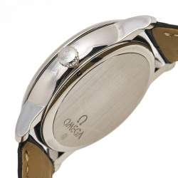 Omega Blue Stainless Steel Leather De Ville 424.13.40.21.03.001 Men's Wristwatch 39 mm