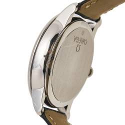Omega Blue Stainless Steel Leather De Ville 424.13.40.21.03.001 Men's Wristwatch 39 mm