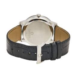 Omega Blue Stainless Steel Leather De Ville 424.13.40.21.03.001 Men's Wristwatch 39 mm