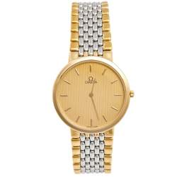 Omega Champagne Two Tone Stainless Steel De Ville 395.0875.2 Men's Wristwatch 32.5 mm 