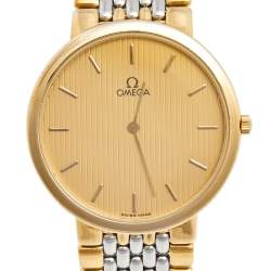 Omega Champagne Two Tone Stainless Steel De Ville 395.0875.2 Men's Wristwatch 32.5 mm 