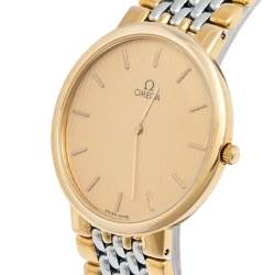 Omega Champagne Two Tone Stainless Steel De Ville 395.0875.2 Men's Wristwatch 32.5 mm 