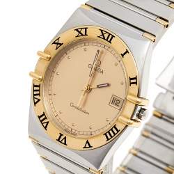 Omega Champagne 18K Yellow Gold Stainless Steel Constellation 396.1070 Men's Wristwatch 35 mm