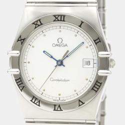 Omega Silver White Stainless Steel Constellation 396.1070 Women's Wristwatch 33 MM