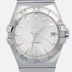 Omega Silver Stainless Steel Constellation 396.2010 Men's Wristwatch 35 mm