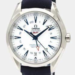 Pre Owned Omega White Titanium Seamaster Aqua Terra 150M GMT Good Planet 231.92.43.22.04.001 Men's Wristwatch 43 MM