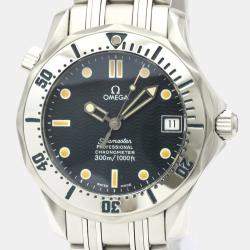 Pre Owned Omega Blue Stainless Steel Seamaster 2552.80.00 Men's Wristwatch 36 MM
