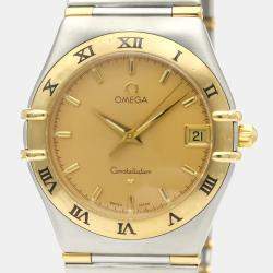 Omega Champagne 18K Yellow Gold And Stainless Steel Constellation 1312.10 Quartz Men's Wristwatch 34 mm