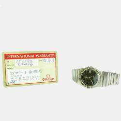 Pre Owned Omega Black White Stainless Steel Constellation 396.1070 Women's Wristwatch 33 mm