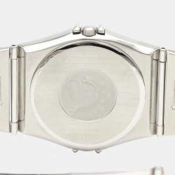 Pre Owned Omega Black White Stainless Steel Constellation 396.1070 Women's Wristwatch 33 mm