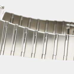 Pre Owned Omega Black White Stainless Steel Constellation 396.1070 Women's Wristwatch 33 mm