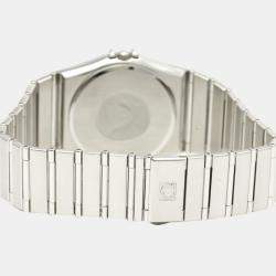 Pre Owned Omega Black White Stainless Steel Constellation 396.1070 Women's Wristwatch 33 mm