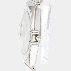 Pre Owned Omega Black White Stainless Steel Constellation 396.1070 Women's Wristwatch 33 mm