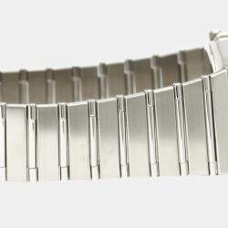 Pre Owned Omega Black White Stainless Steel Constellation 396.1070 Women's Wristwatch 33 mm