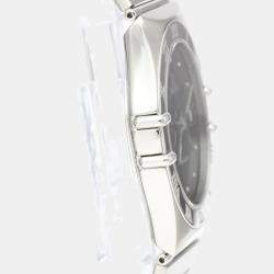 Pre Owned Omega Black White Stainless Steel Constellation 396.1070 Women's Wristwatch 33 mm