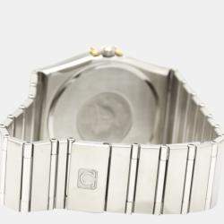 Pre Owned Omega White 18K Yellow Gold And Stainless Steel Constellation Day Date 396.1070 Men's Wristwatch 33 mm