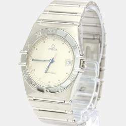 Pre Owned Omega Silver Stainless Steel Constellation Quartz 396.1070 Men's Wristwatch 33 mm