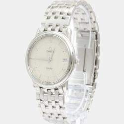 Omega Silver Stainless Steel Quartz De Ville Prestige 4510.30 Men's Wristwatch 34 mm