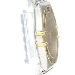 Pre Owned Omega Champagne 18K Yellow Gold And Stainless Steel Constellation 396.1070 Automatic Men's Wristwatch 33 mm