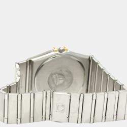 Pre Owned Omega Champagne 18K Yellow Gold And Stainless Steel Constellation 396.1070 Automatic Men's Wristwatch 33 mm