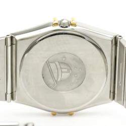 Pre Owned Omega Champagne 18K Yellow Gold And Stainless Steel Constellation 396.1070 Automatic Men's Wristwatch 33 mm