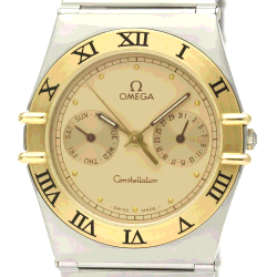 Pre Owned Omega Gold Stainless Steel Constellation 396.1070 Quartz Men's Wristwatch 33 mm