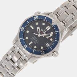 Omega Blue Stainless Steel Seamaster Professional 2222.80 Automatic Men's Wristwatch 36 mm