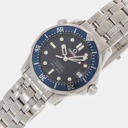 Pre Owned Omega Blue Stainless Steel Seamaster Professional 2222.80 Automatic Men's Wristwatch 36 mm