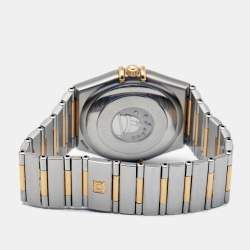 Pre Owned Omega White Diamond 18k Yellow Gold Stainless Steel Constellation 50th Anniversary 1304.35.00 Unisex Wristwatch 36 mm