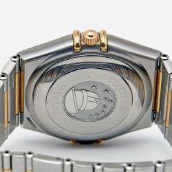 Pre Owned Omega White Diamond 18k Yellow Gold Stainless Steel Constellation 50th Anniversary 1304.35.00 Unisex Wristwatch 36 mm