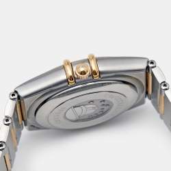 Pre Owned Omega White Diamond 18k Yellow Gold Stainless Steel Constellation 50th Anniversary 1304.35.00 Unisex Wristwatch 36 mm