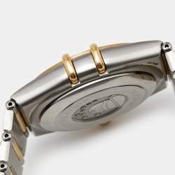 Pre Owned Omega White Diamond 18k Yellow Gold Stainless Steel Constellation 50th Anniversary 1304.35.00 Unisex Wristwatch 36 mm