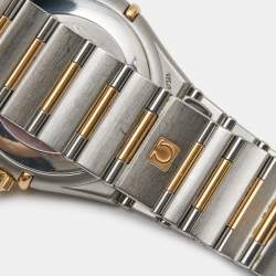 Pre Owned Omega White Diamond 18k Yellow Gold Stainless Steel Constellation 50th Anniversary 1304.35.00 Unisex Wristwatch 36 mm