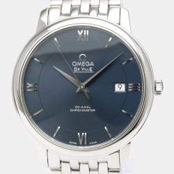 Pre Owned Omega Blue Stainless Steel De Ville Prestige 424.10.40.20.03.001 Automatic Men's Wristwatch 40 mm