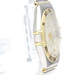Pre Owned Omega Silver 18k Yellow Gold And Stainless Steel Constellation 1212.30 Quartz Men's Wristwatch 33 mm