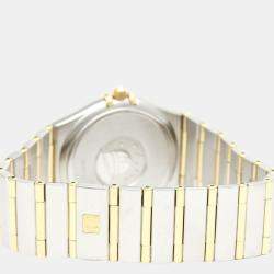 Pre Owned Omega Silver 18k Yellow Gold And Stainless Steel Constellation 1212.30 Quartz Men's Wristwatch 33 mm