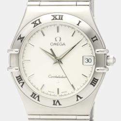 Pre Owned Omega Silver Stainless Steel Constellation 1512.30 Quartz Men's Wristwatch 33 mm