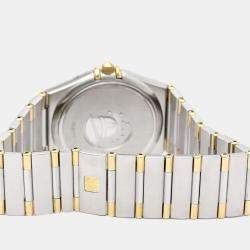 Pre Owned Omega Silver 18k Yellow Gold And Stainless Steel Constellation 1312.30 Quartz Men's Wristwatch 33 mm