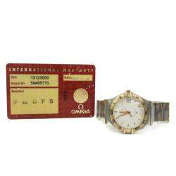 Pre Owned Omega Silver 18k Yellow Gold And Stainless Steel Constellation 1312.30 Quartz Men's Wristwatch 33 mm