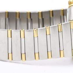 Pre Owned Omega Silver 18k Yellow Gold And Stainless Steel Constellation 1312.30 Quartz Men's Wristwatch 33 mm