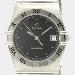 Pre Owned Omega Black Stainless Steel Constellation 396.1080 Quartz Men's Wristwatch 33 mm
